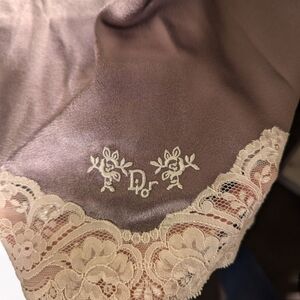 Dior Satin Chemise with Lace Trim in Lavender and Cream